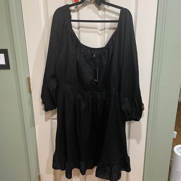 Eloquii 22 Puff Sleeve Linen Mini Dress NWT 3X - Picture 2 of 9